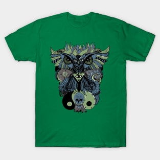 Mellow Cool Owl And Ageless Skull T-Shirt